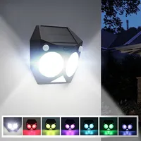 LED Solar Light Outdoor Motion Sensor RGB Lamp Dual PIR Waterproof Super Bright Security Solar Garden Light For Patio Yard