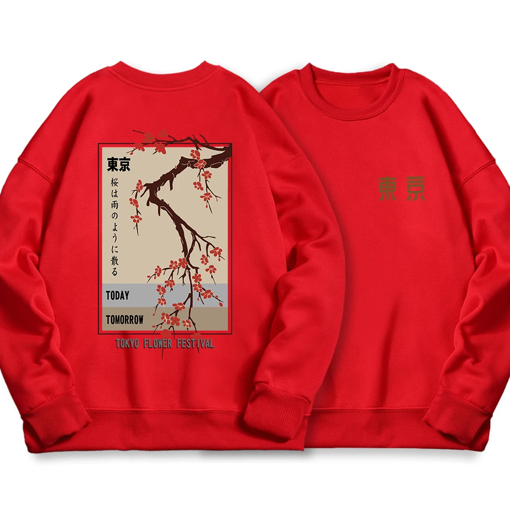Today Tomorrow Tokyo Flower Festival Sudadera con capucha para mujer Sudadera con capucha holgada Otoño Sudadera con cuello redondo Sudadera con capucha informal holgada Gráfico Y2k