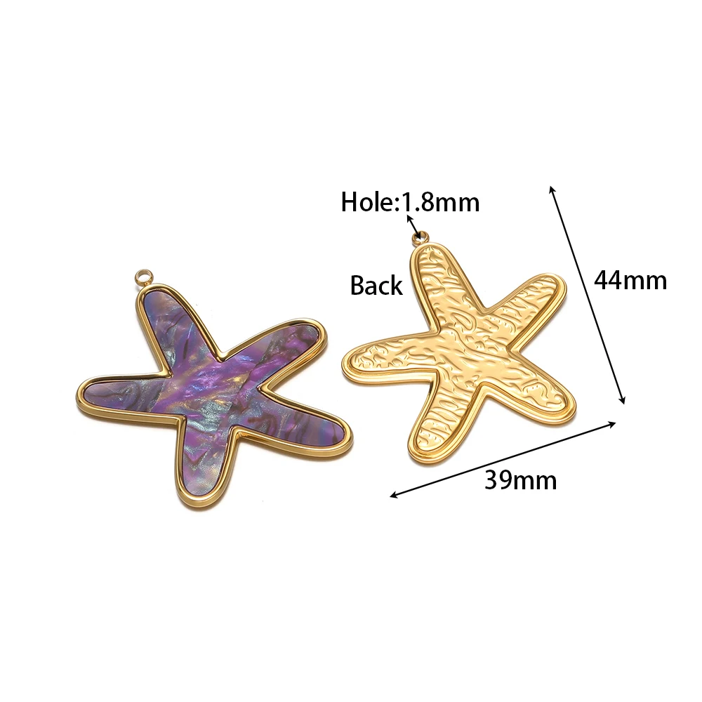 4 Stück Edelstahl-Muschel-Seestern-Anhänger für DIY Strand-Schmuck, Halsketten-Charms, Kinder-Armbänder und Ohrringe – Detail 2