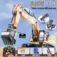 Huina 1523 1:14 Alloy 21 Channel Remote Control Excavator Metal Version 2.4G Wireless Large Construction Vehicle Excavator Toys