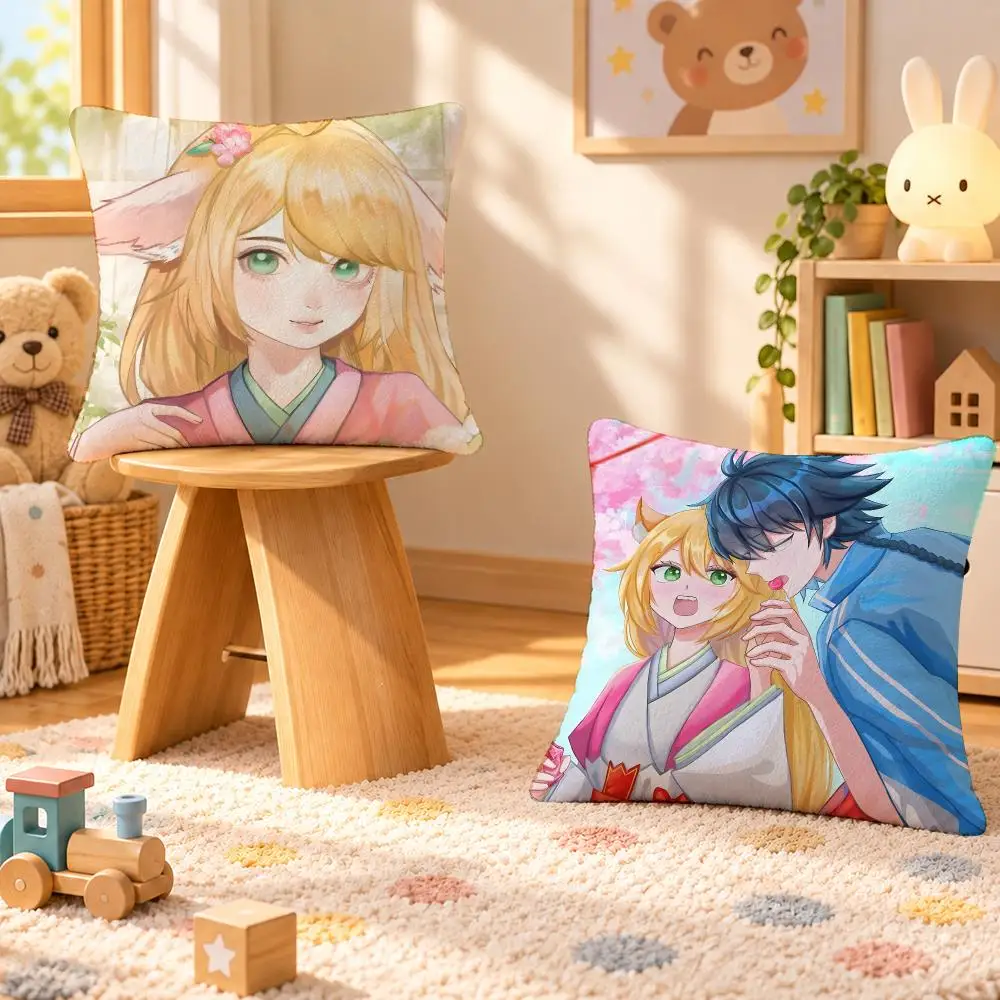Anime Fox Spirit Matchmaker Cushion Cover Personalized Soft Plush Pillow Living Room Home Sofa Bedroom Office Car Cushion
