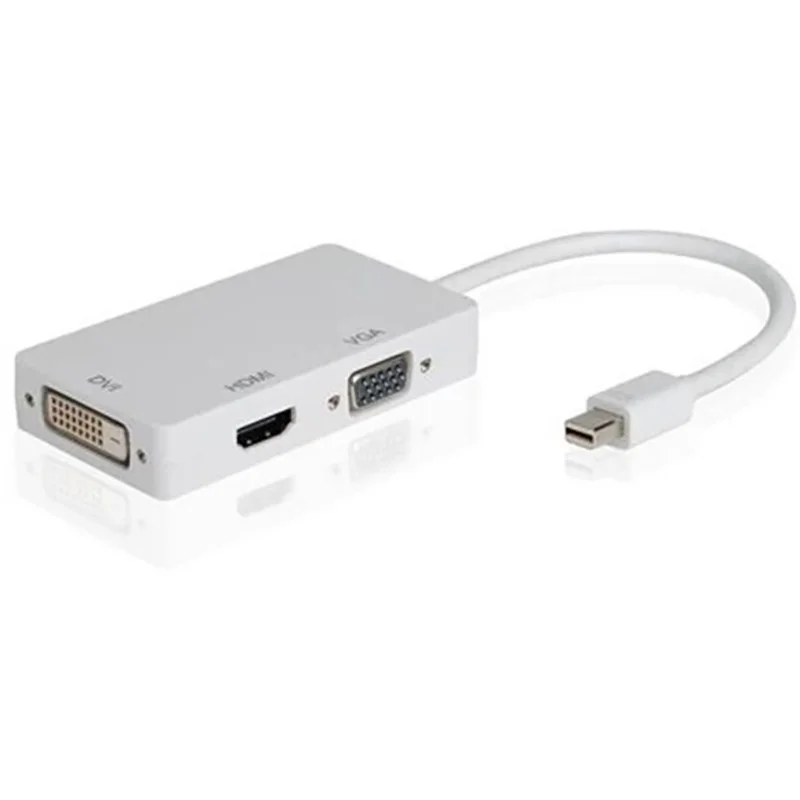 3 In 1 Thunderbolt Mini DP Male To HDMI DVI VGA Female Adapter Converter For Apple MacBook Air Pro