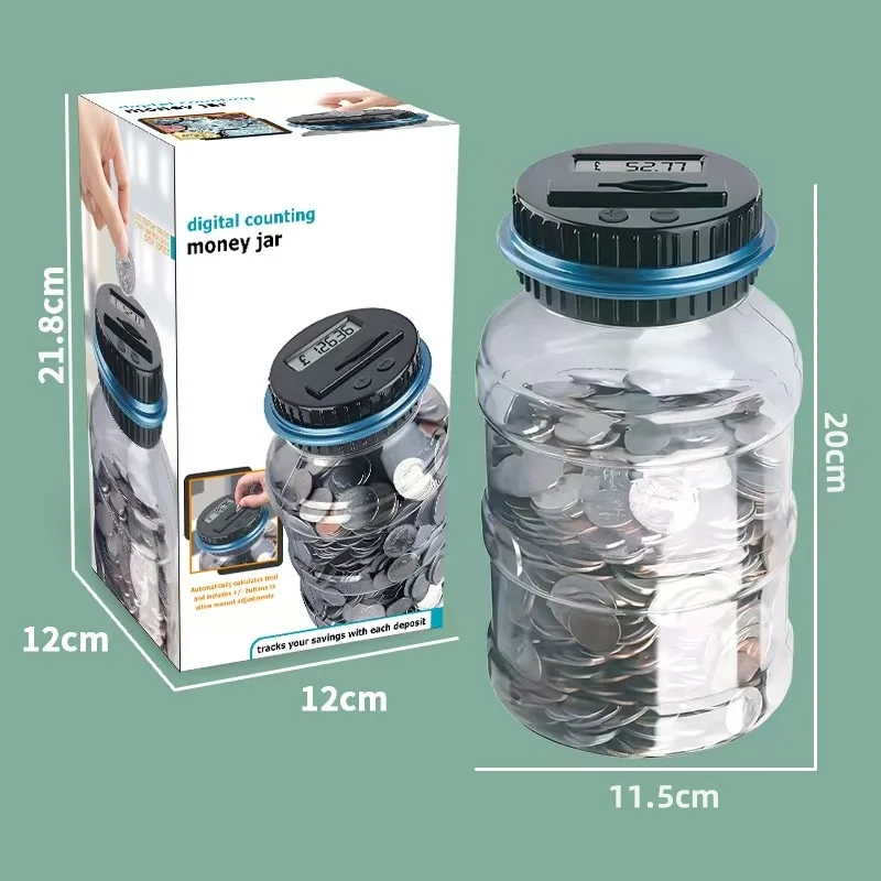 Piggy Bank Coin Savings LCD Counting Jar هدية مالية GBP EUR USD Marcian Coin Creative Smart Bucket