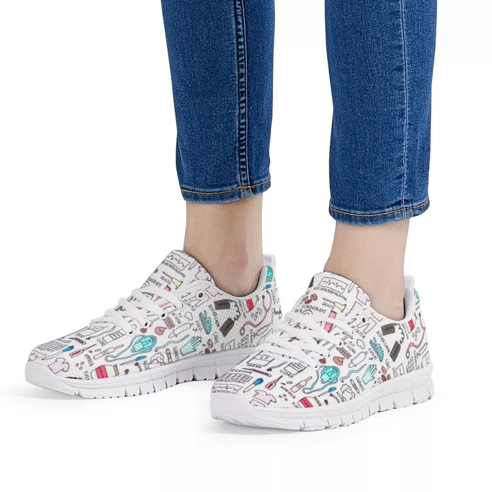 

Kui Liu Leisure Shoes For Women Light Mesh Sneakers Cute Nurse Prints New Design Shoe Comfort Lace Up Girls Footwear Dropship