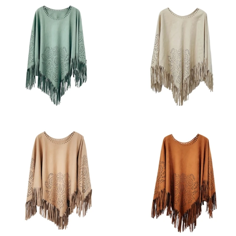 

Tasseled Shawl Poncho Wrap for Women Oversized Winter Sweater Decoration Classical Tasseled Poncho Shawl Wrap