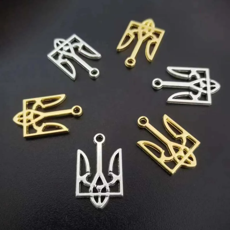 10pcs 25x15mm Alloy National Emblem Of Ukraine Shape Charm Necklace Pendant Jewelry Making Findings