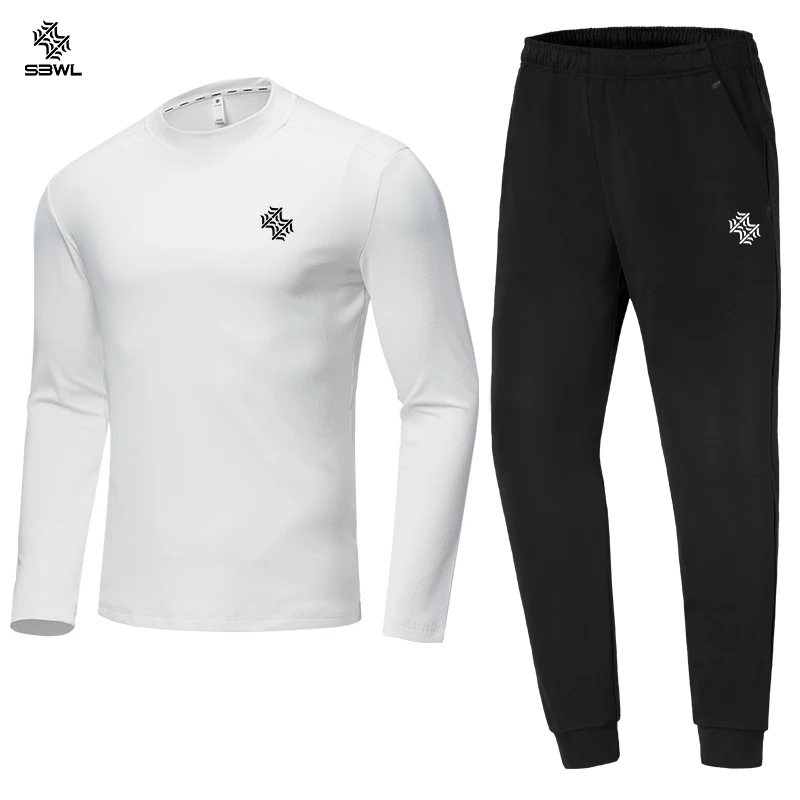 SBWL Homens outono e inverno esportes ao ar livre correndo fitness casual quente com manga longa conjunto esportivo de fitness indoor roupas casuais