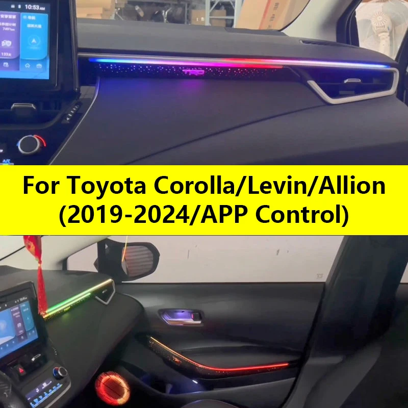17 in 1 For Toyota Corolla/Levin/Allion 2019-2024 Ambient Lighting Car Kit Dashboard Door Decoration Atmosphere Lamp APP Control
