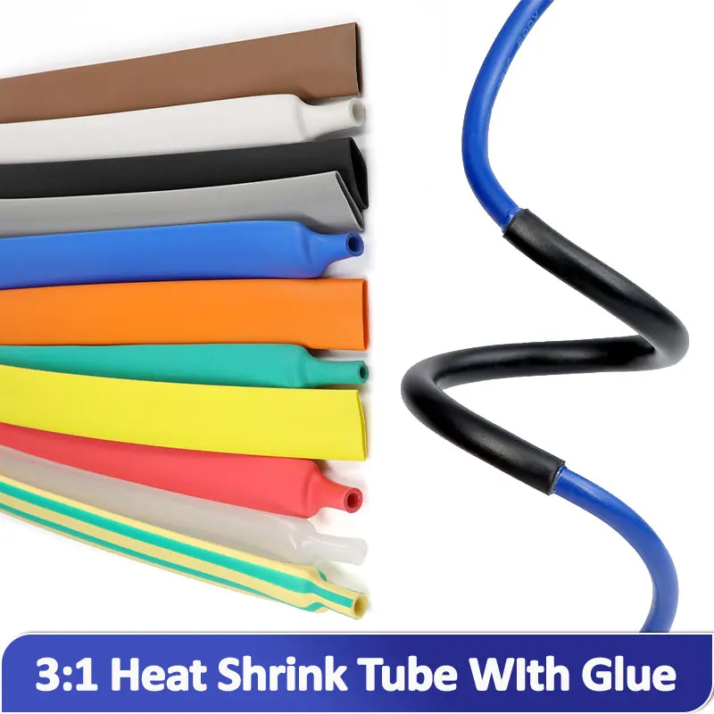 3m/pc 3:1 Dual Wall Adhesive Heat Shrink Tube With Glue Dia.1.6mm-50mm Lined Polyolefin Shrinkin ﻿Wrap Cable Protect Sleeving