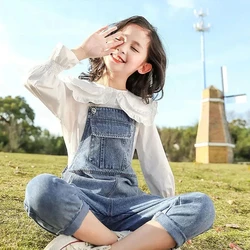 High Quality Spring Autumn Girl Denim Overalls New Fashion Kids Trousers Korean Style Casual Big Children Girls Jeans Breathable