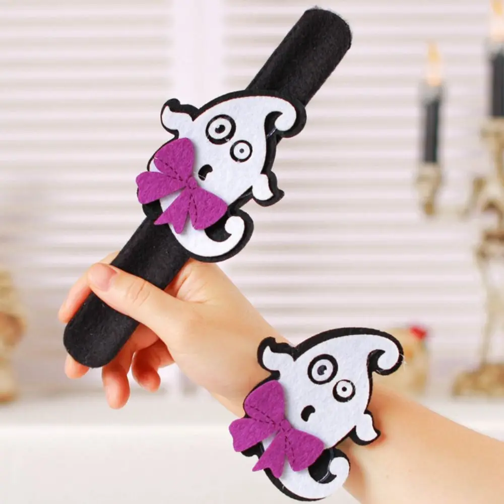 Cute Pumpkin Halloween Slap Bracelets Spider Ghost Pop Circle Wristband Felt Wool Witch Hat Hands Clap Circle Halloween