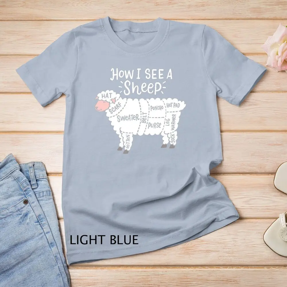 How I See A Sheep Cute Yarn Wool Sheep Knitter Knitting T-Shirt Unisex T-shirt