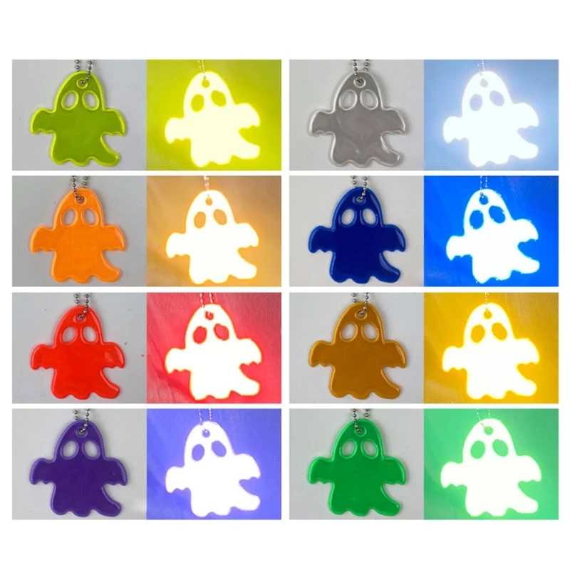 Kids Safety Reflectors Keyrings Ghost Style Reflective Pendant for Backpacks Strollers Bags Wheelchairs Reflective Bags