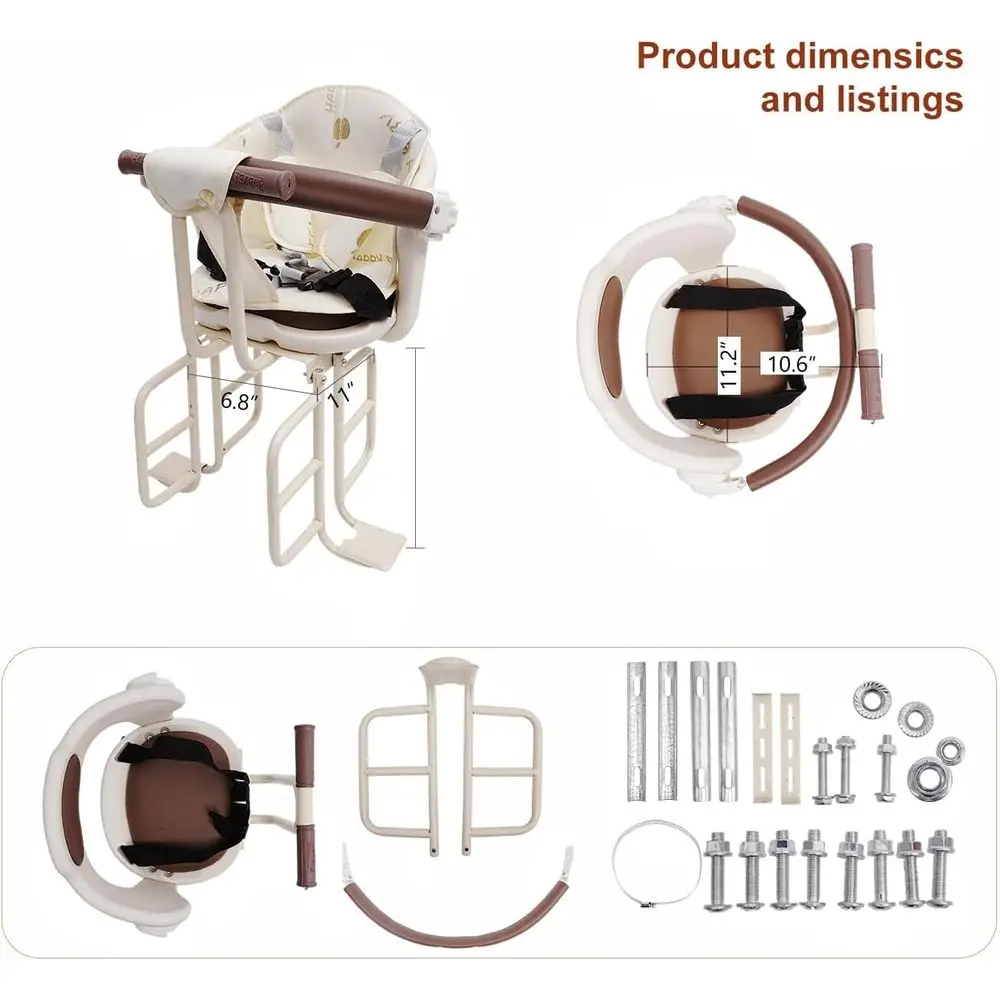 Child Bike Seat Rear Mount with Armrests and Pedals for Toddlers 6 Months to 6 Years, Up to 110 lbs