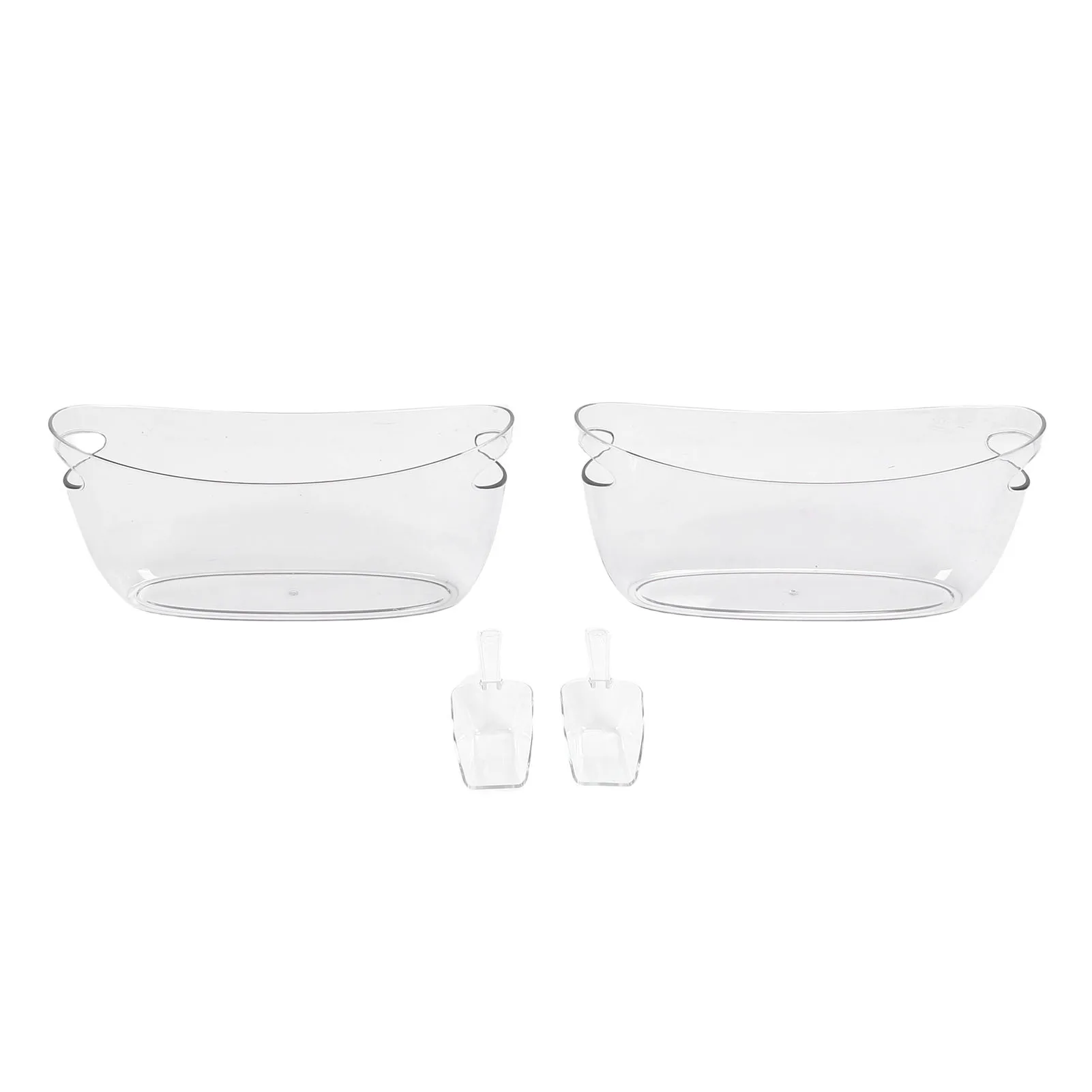 

2Pcs Ice Bucket Beverage Tub For Parties 5L PET Wine Buckets Beverage Tubs with 2 Scoops For Champagne Beer Bottles