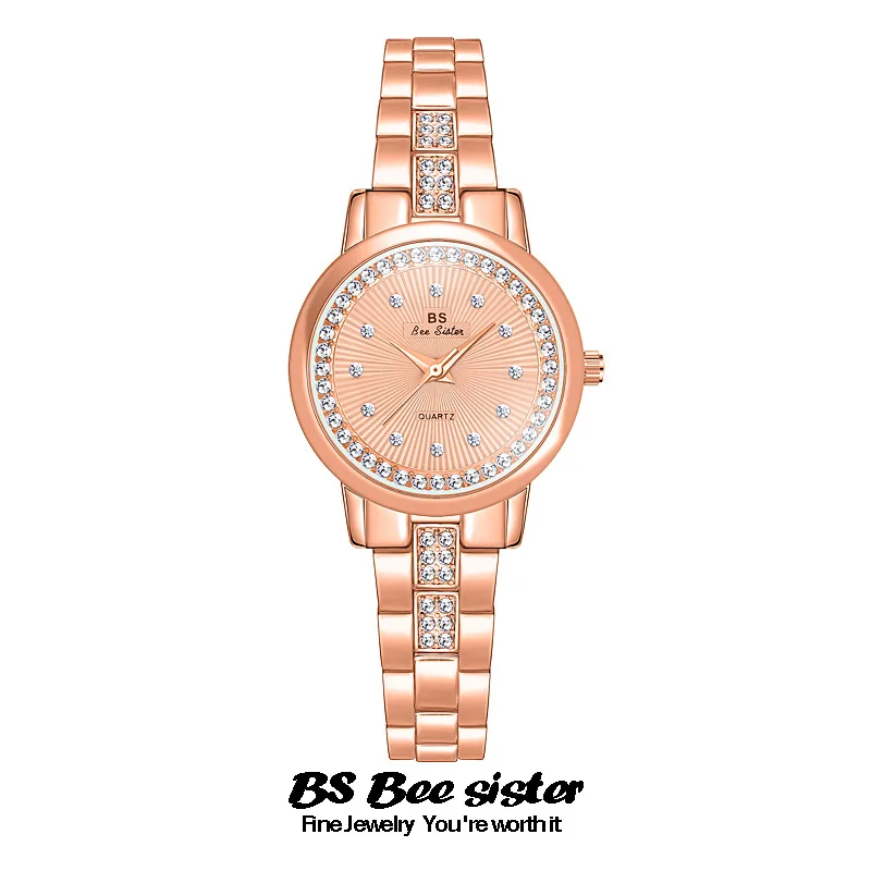 ساعة كوارتز نسائية بتصميم ماسي فاخر بسلسلة صغيرة 2000s ساعة يد جمالية إكسسوارات نسائية على مدار الساعة هدايا نسائية #5