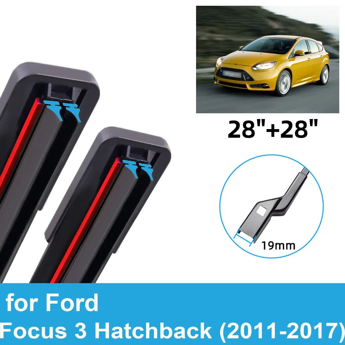 

2 шт. щетки стеклоочистителя автомобиля для Ford Focus 3 Hatchback 2011-2017 гг., переднее лобовое стекло, двойные резиновые автомобильные аксессуары 2016 2017