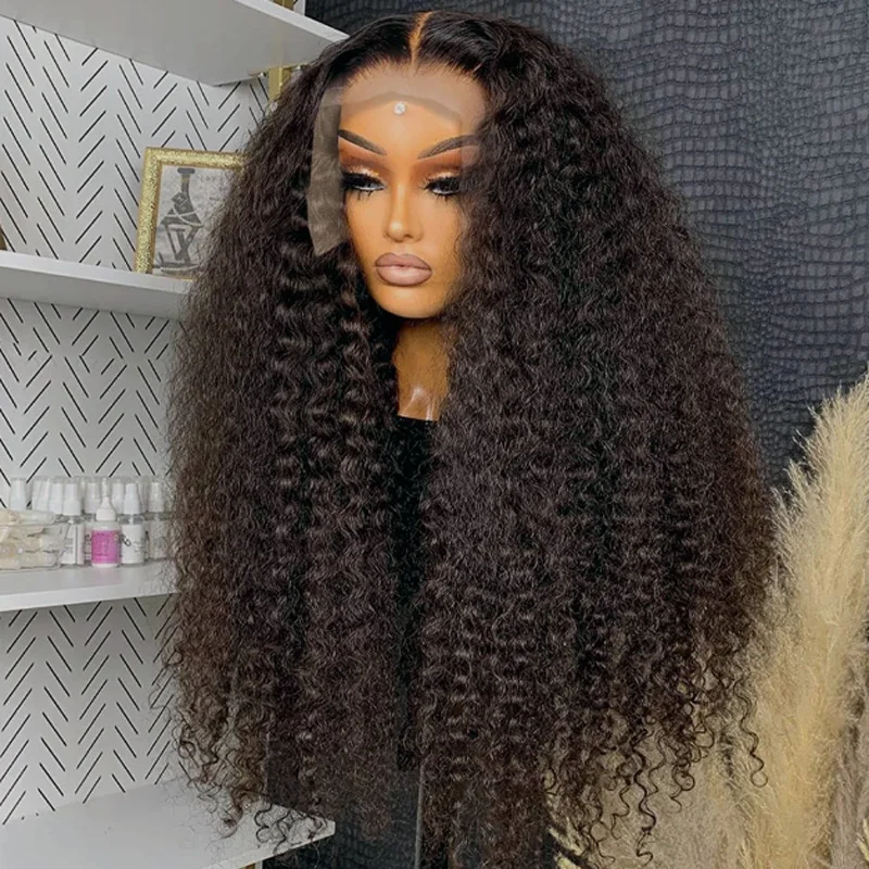 Soft Preplucked 28inch 180density Lace Front Wigs Kinky curly Wigs with High Quality Synthetic Hair Wigs and Good Texture