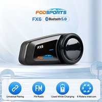 Fodsports Fx6 Motorcycle Helmet Intercom Bluetooth 5.0 Headset Interphone Moto 6 Riders Communication FM Radio Intercomunicador