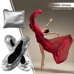 1 Pair Foldable Ballet Shoes With Storage Bag Wear Resistant Breathable Easy To Clean Yoga Dance Slippers Shoes Балетные Туфли.