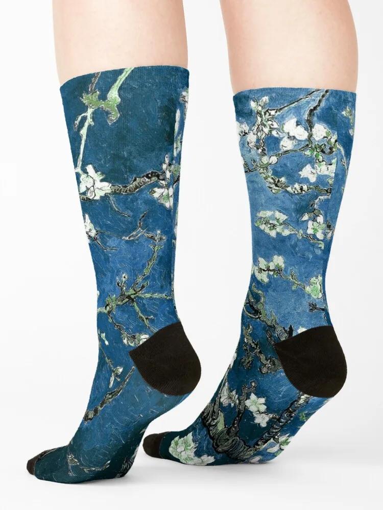 مجموعة جوارب Van Gogh Almond Blossoms Deep Ocean Blue هدايا شتوية جديدة في جوارب كرة القدم للرجال والنساء
