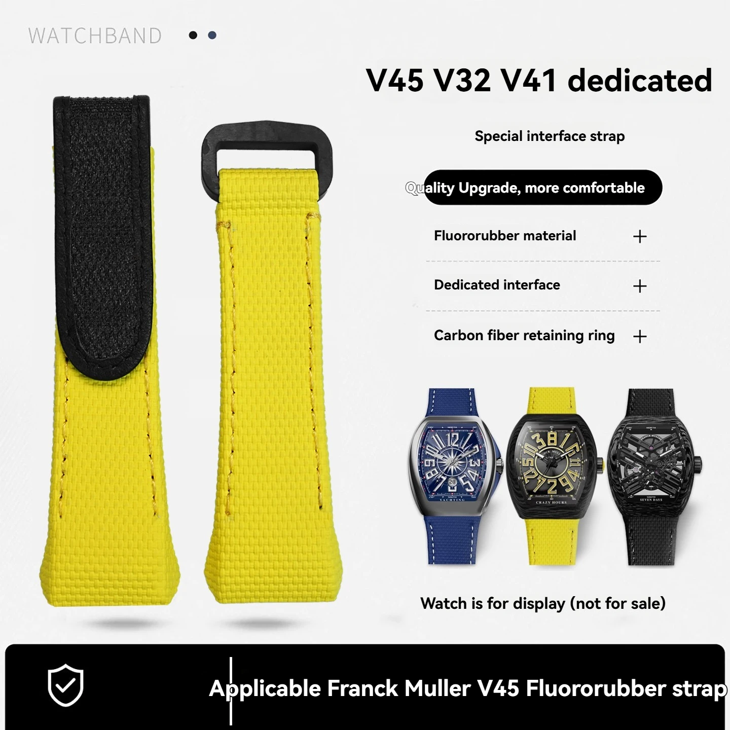 Customized FKM Watch strap For Franck Muller V45 V42 V32 Fluorine rubber embossed strap Men's bracelet wristband accessories