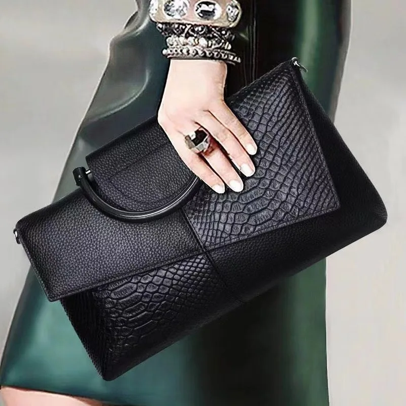 

Women's bag waterproof crocodile pattern banquet clutch bag large capacity fashion temperament oblique span bag