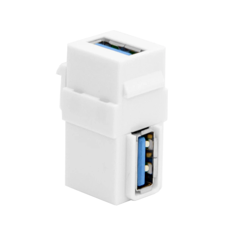 90 Degree Right Angled USB 3.0 A Female to A Female Extension Keystone Jack Coupler Adapter for Wall Plate Panel USB Cable