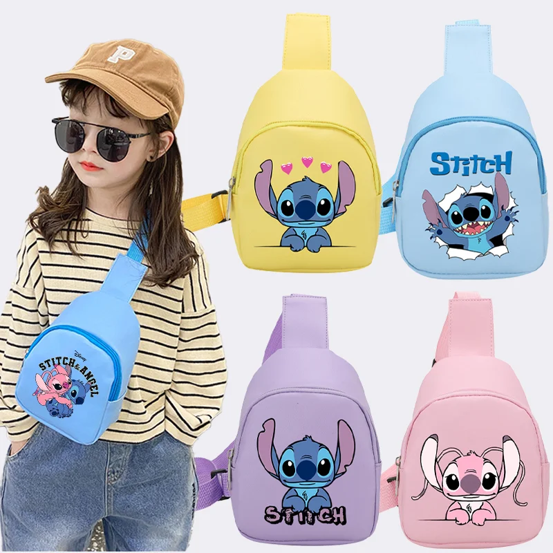 

Stitch Girls Anime Crossbody Bags Kawaii Handbags Boys Shoulder Bag Cartoon Printed Large Capacity Chest Pocket Birthday Gifts