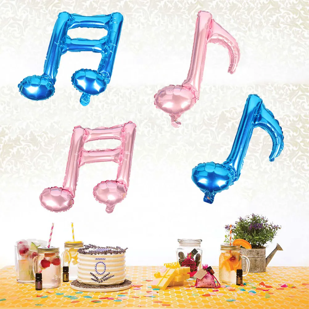 

4pcs Musical Note Blue Pink Single Double Shape Foil Decoration For Birthday Wedding Christmas Party Celebration Party Foil
