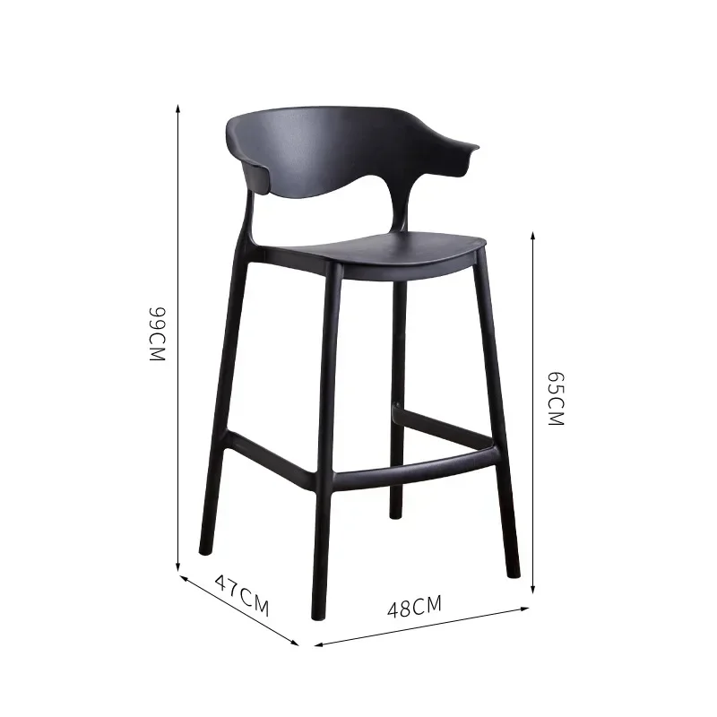 Nordic minimalist outdoor plastic back bar chair with stackable designer high stools