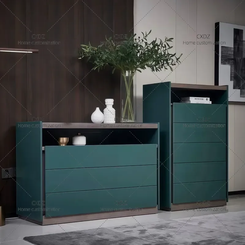 Medieval Style Three Bucket Cabinet Simple Modern Bedroom Storage Locker Multi Functional Bedside Chest of Drawers
