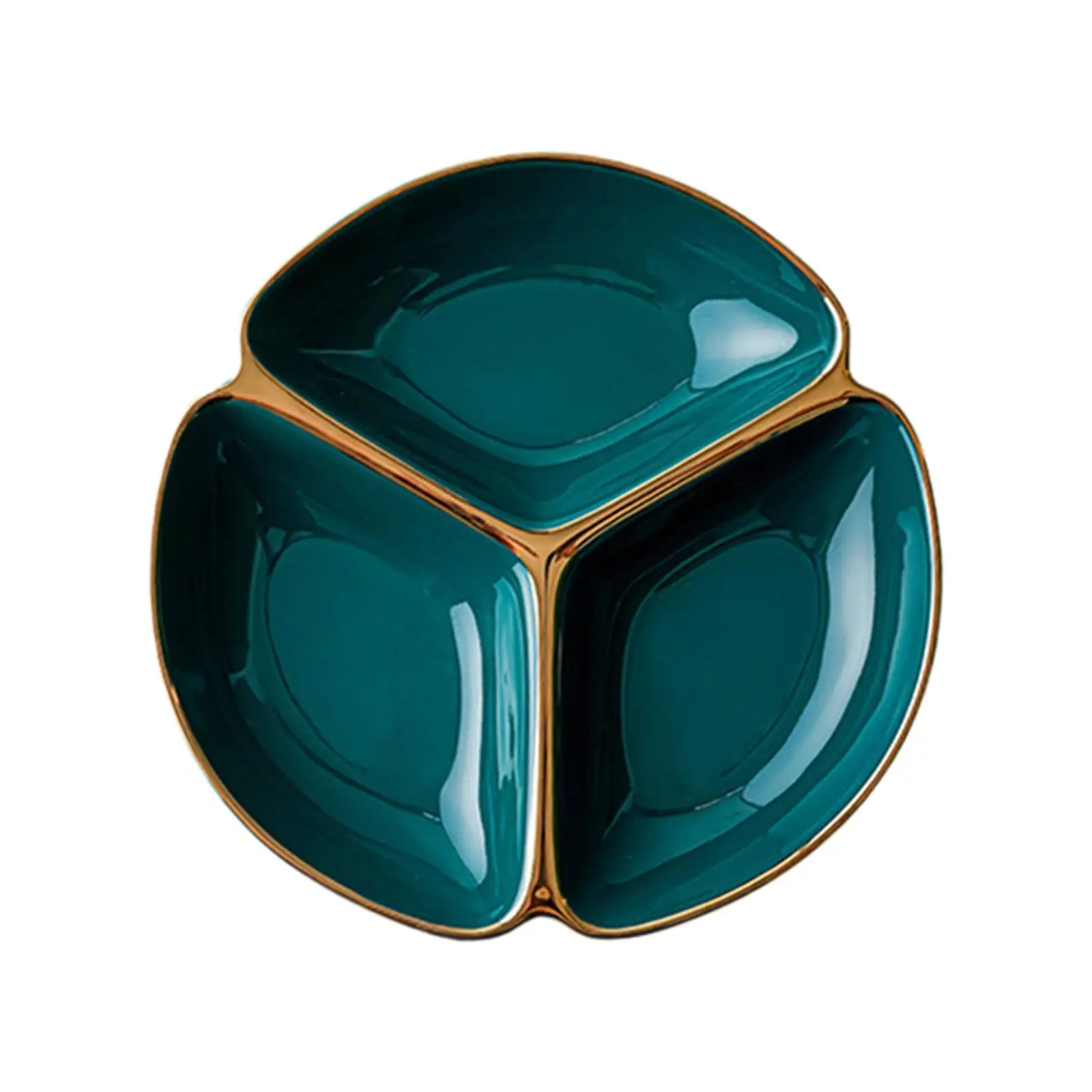 Divided Plate Dishes Solid Color 3 Section Diameter 22.9cm Home Dinner Lightweight Ceramic Restaurant Kids Container Tray Plate