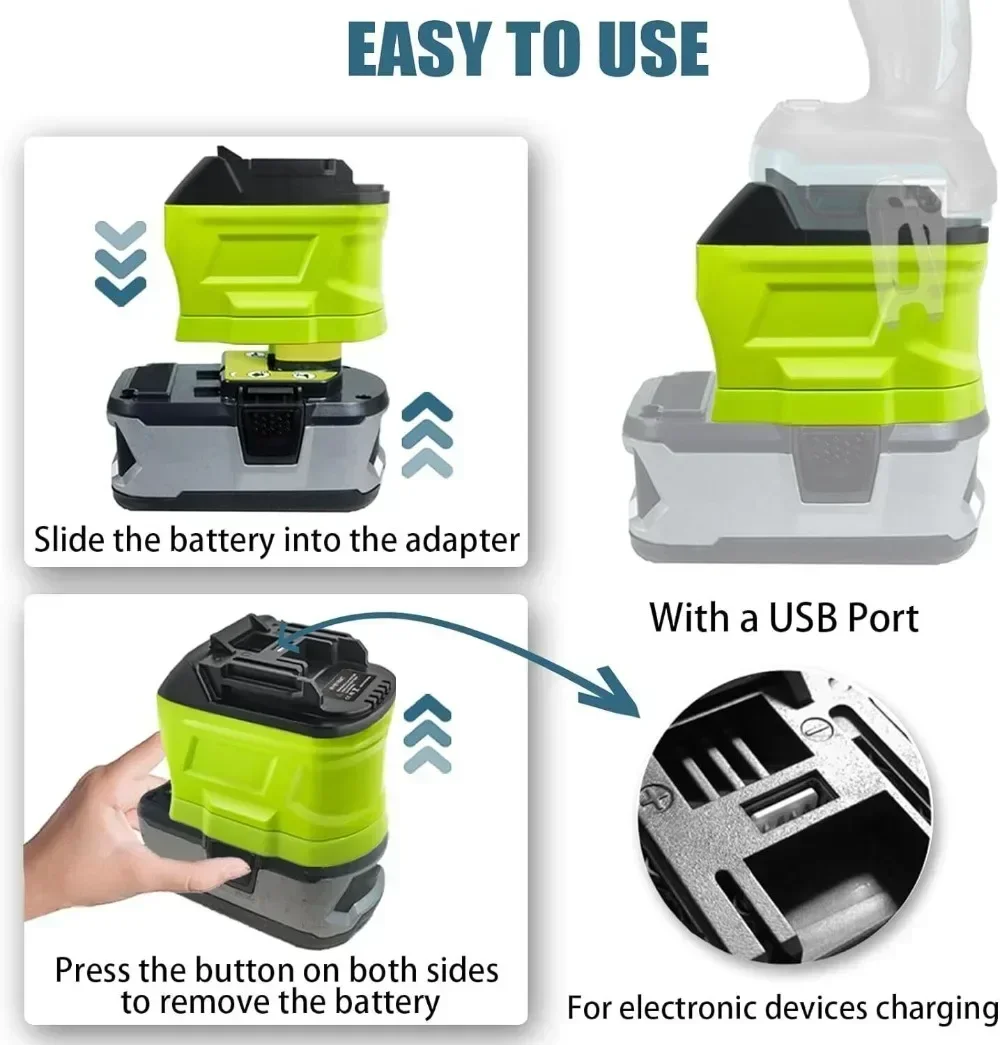 Imagem -04 - Conversor de Adaptador de Bateria para Ryobi Furadeira Elétrica Bateria Li-ion para Makita 18v Li-ion bl Série