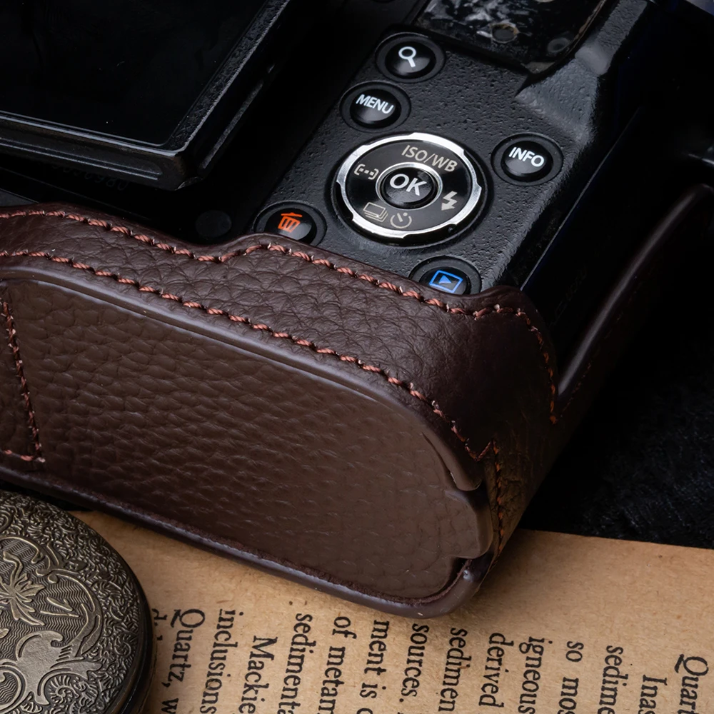 Funda F para OLYMPUS PEN-F, bolso de cuero para cámara, media funda protectora para cámara de cuero genuino, accesorios de fotografía