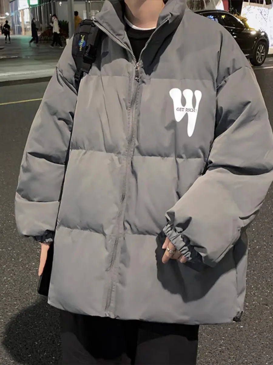 

New Men's Cotton Jaet Winter Thiened Trendy High-End Cotton Coat American Couple Bread Sle Cotton Padded Coat