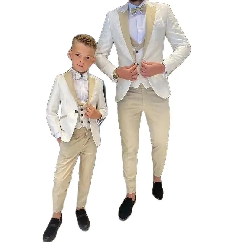 

Jacquard Wedding Suits for Men Peaked Lapel One Button Blazer Sets Wedding Groom Tuxedos Costume Mariage 3 Pcs Jacket+Vest+Pant