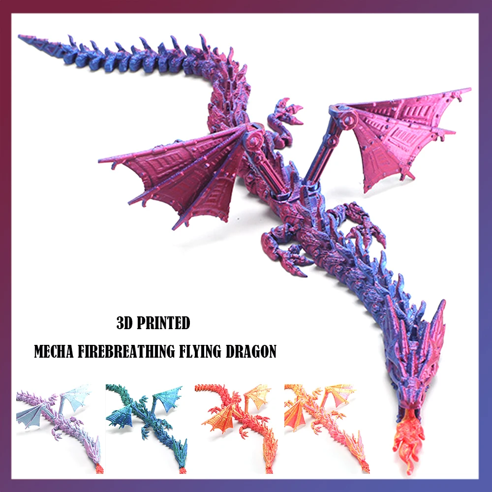 Mecha Flying Dragonの3D印刷されたおもちゃ,関節式の装飾品,動物の置物,装飾的なデスクトップモデル,男の子へのギフト