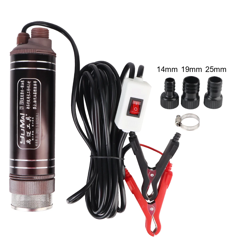 Fuel Transfer 12V Aluminum Alloy Shell 45L/min Mini For Pumping Diesel Oil Water Submersible High Power Self-priming Oil Pump