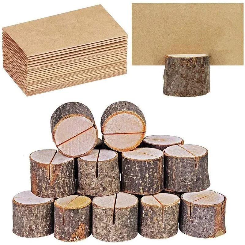 

10pcs Rustic Wooden Place Card Holders Table Number Holders Photo Holder for Wedding Party Decoration, Photo Display