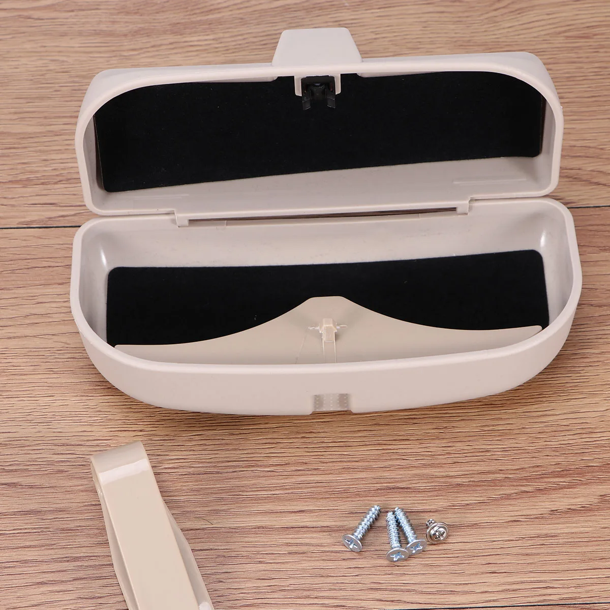 

Car Sunglasses Holder Case For Sun Visor Abs Plastic Glasses Storage Box With Sponge Cushion Easy Install Beige