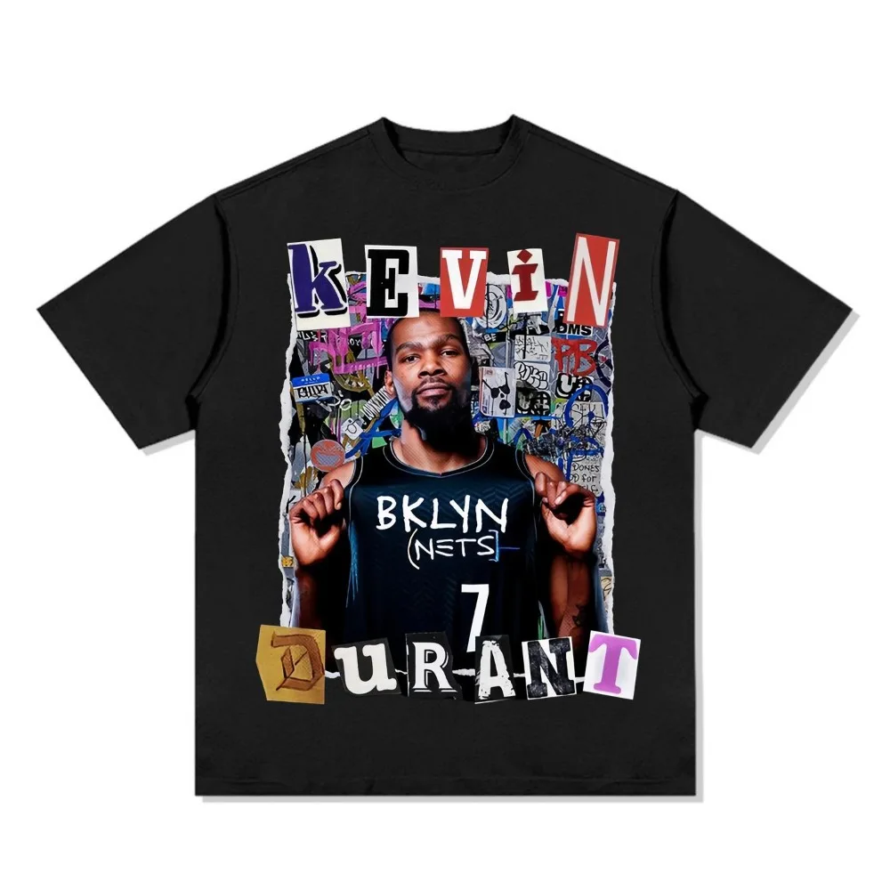 Kevin Durant Print Cotton T Shirt Vintage Short Sleeve Sports Basketball Fans Training Tees Summer Tops Men's Women's Cotton Tee