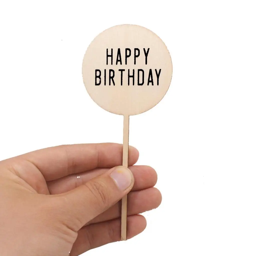 10 pezzi in legno Cupcake Topper Food Picks decorazione della festa di compleanno della torta