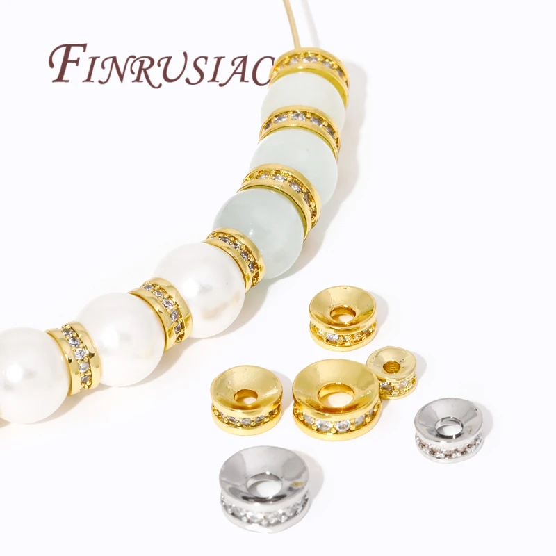 지르콘 라운드 휠 비즈와 황동 18K 골드 도금 Rondelle 크리스탈 비즈 DIY 구슬 보석 만들기위한 느슨한 스페이서 비즈