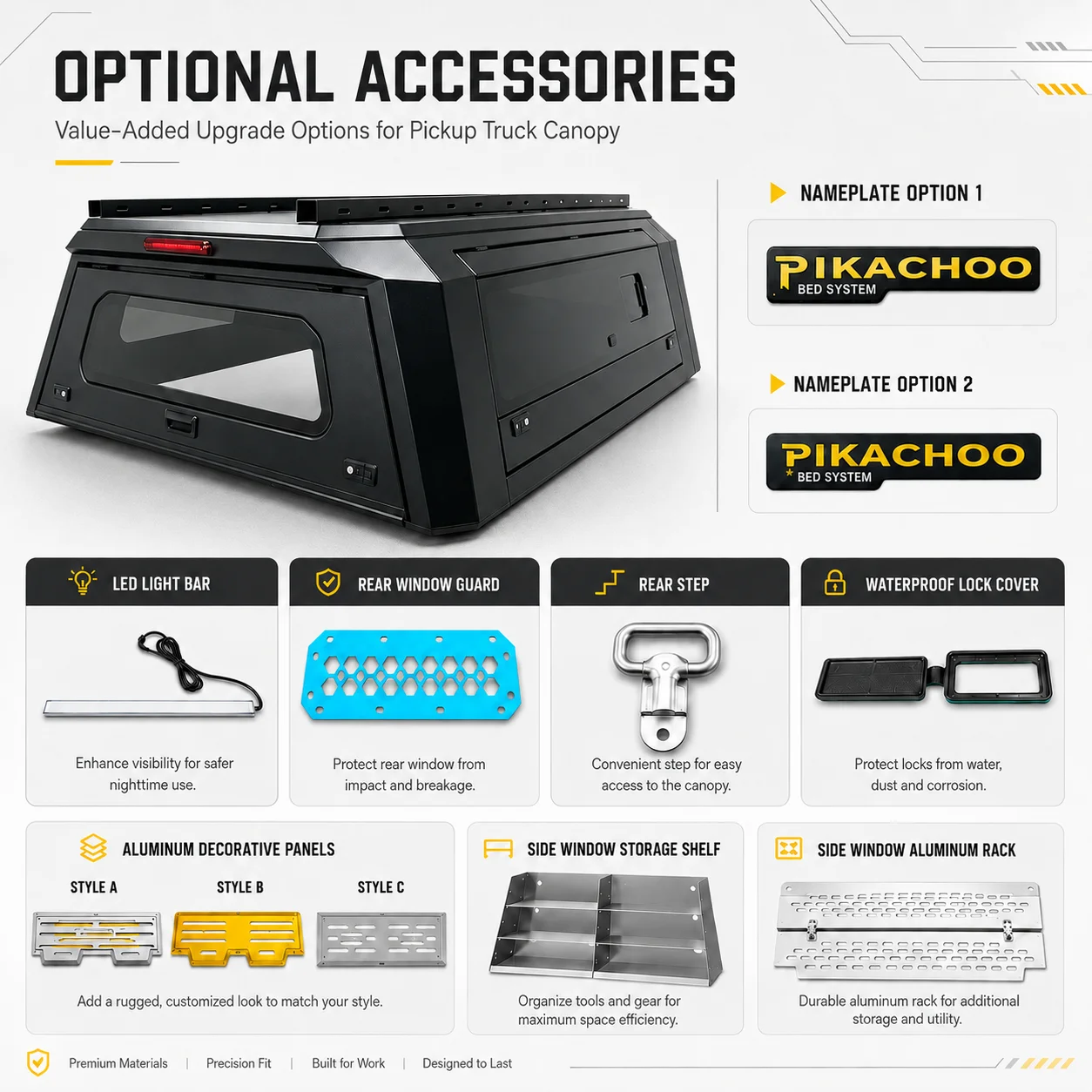 Fords F150 5.5FT Bed Hardtop Pickup Truck Canopy Expedition Equipment Support Made to Order for 4x4 Distributor Program