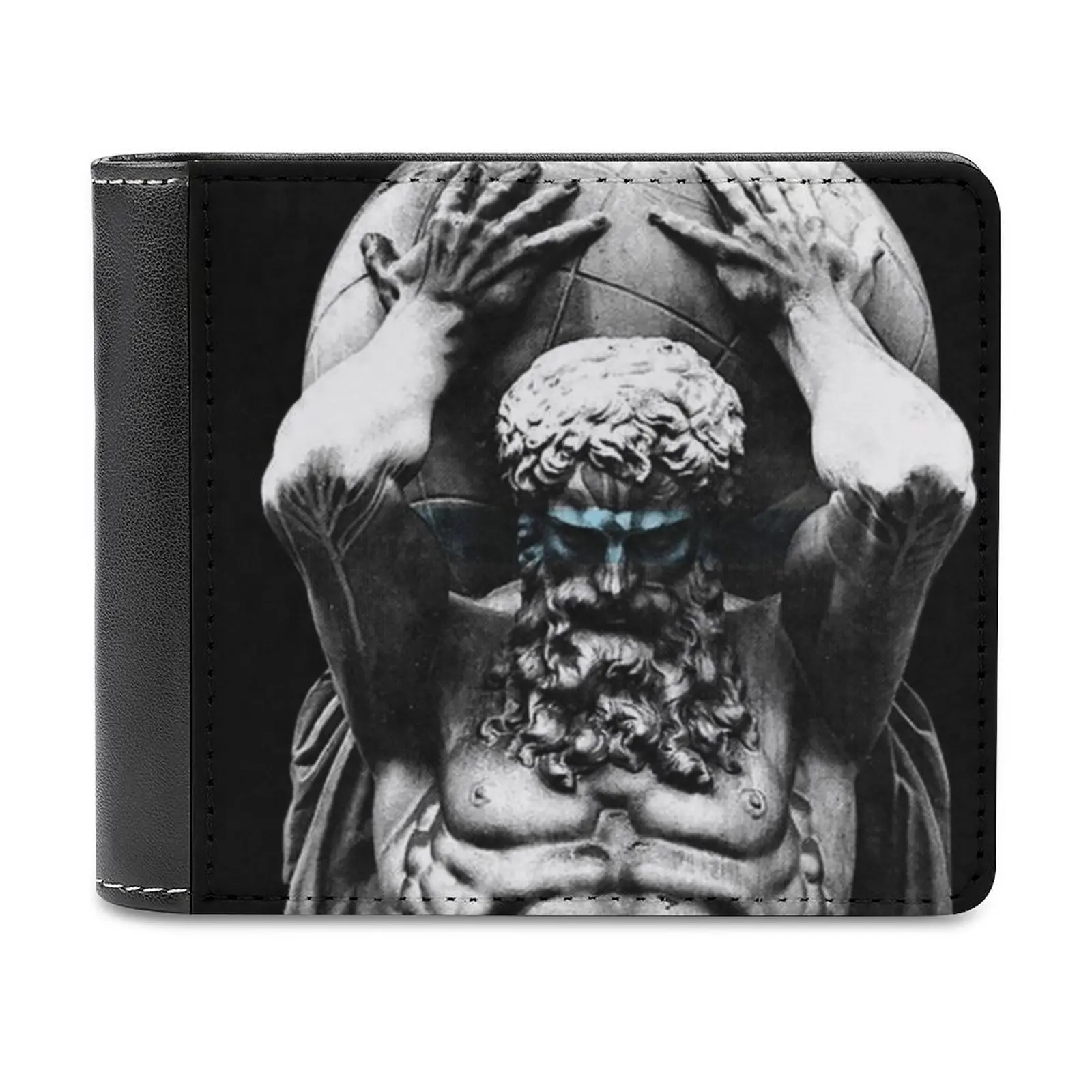 Hercules Holding The Whole World Leather Wallet Credit Card Holder Luxury Wallet Hercules Holding World Statue Sculpture Greek