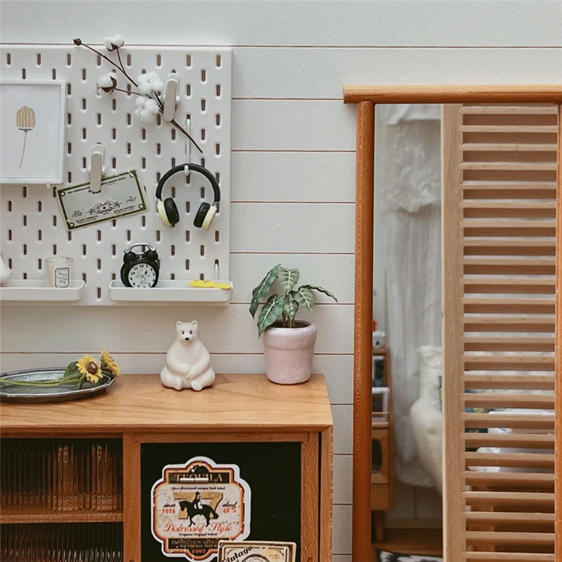 ABUM-عناصر تزيين الأثاث المصغر لوحة مثقوبة رف الحائط لتقوم بها بنفسك تخزين عرض ملحقات الأثاث