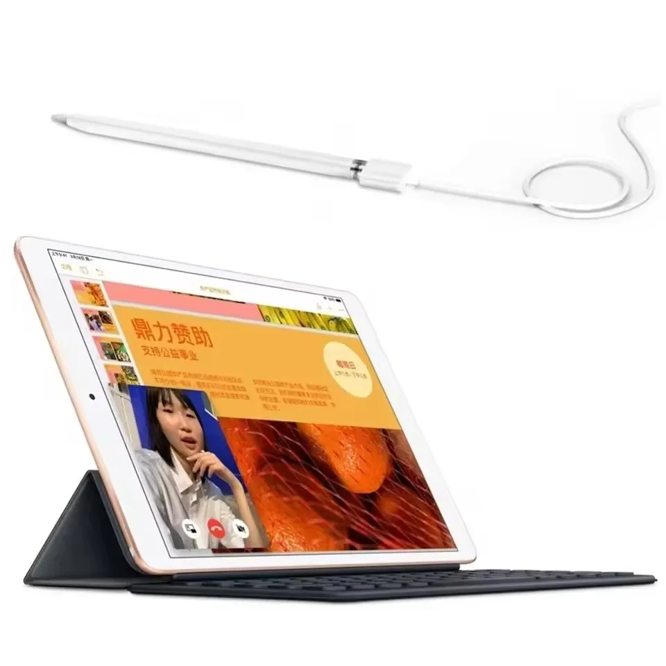 سلك شاحن ستايلس USB A/Type-C خط شحن ذكر إلى أنثى مع ضوء المؤشر لجيل قلم رصاص أبل 1