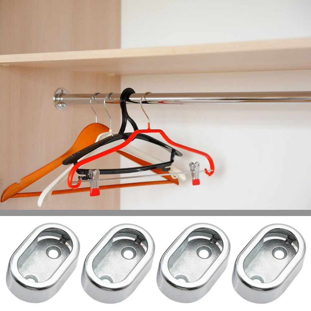 

10Pcs Clothes Rail Bracket Base Aluminum Alloy Material Strong Bearing Capacity Easy Install Laundry Room