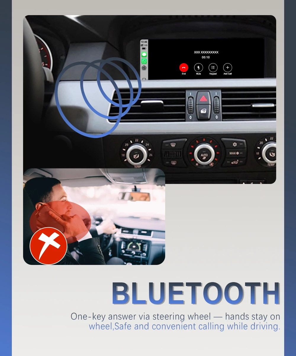 CarPlay Multimedia 8,8' Touchscreen für BMW 3/5er Serie E60 E61 E62 E90 E91 E92 2004-2008 CCC-System Zentralsteuerung Bildschirm DVD-Radio-Player Android Auto Airplay DSP Bluetooth Linux-System – Detail 6